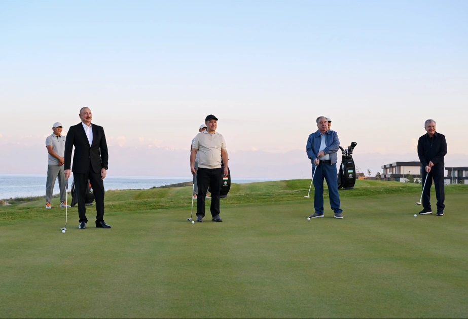 President Ilham Aliyev, together with presidents of Kyrgyzstan, Uzbekistan and Tajikistan, attends opening of Golf Club in Cholpon-Ata