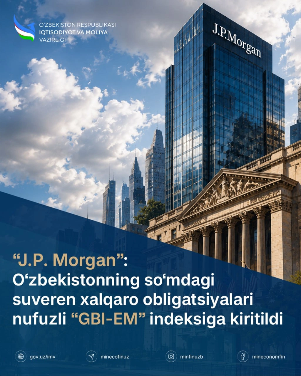 Uzbekistan’s soum bonds to join J.P. Morgan emerging market index
