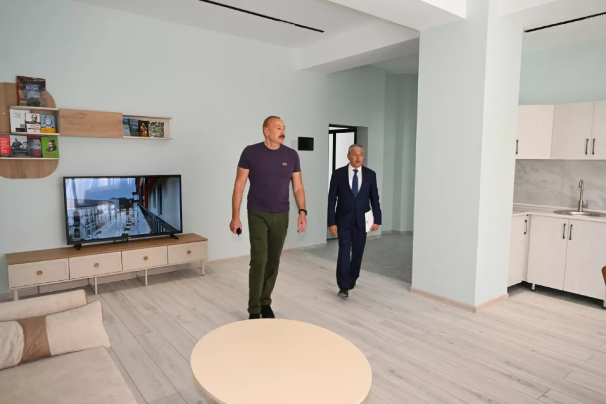 Azerbaijani president reviews construction works on Shusha's Garabagh Street PHOTO