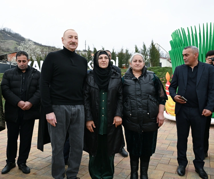 President Ilham Aliyev, First Lady Mehriban Aliyeva inspect restoration of individual houses and infrastructure in Khanoba village of Khojavend (PHOTO)