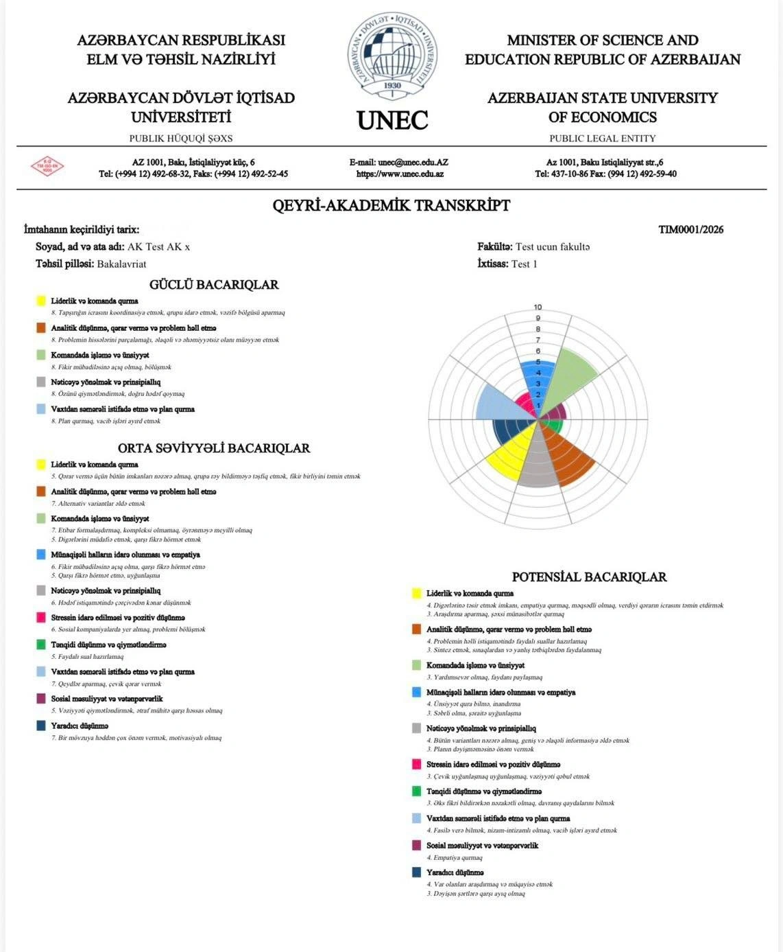 First in region: UNEC to introduce “Non-Academic Transcript” for graduates