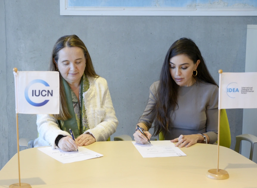 Heydar Aliyev Foundation VP Leyla Aliyeva and Grethel Aguilar discuss cooperation opportunities in Switzerland (PHOTO)