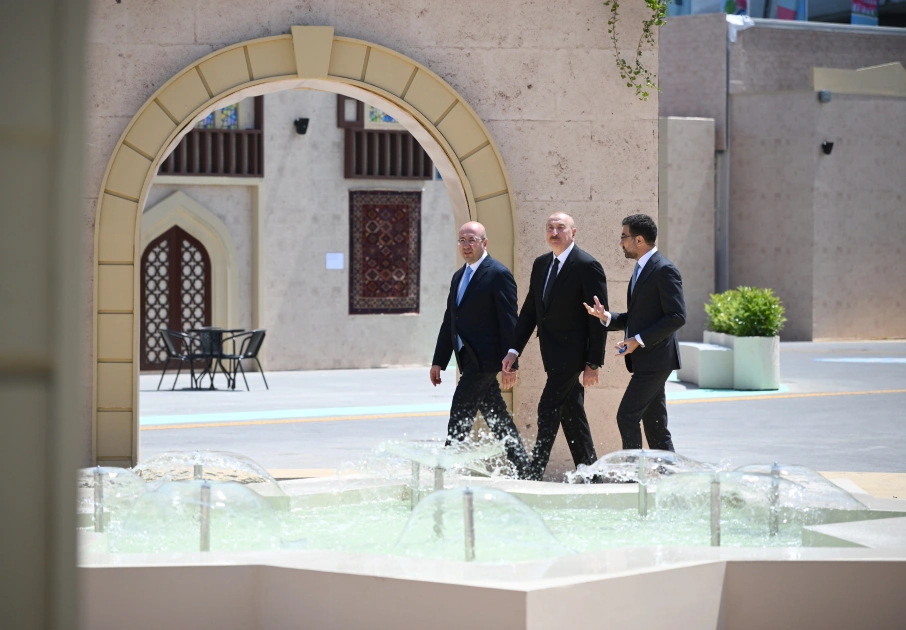 President Ilham Aliyev reviews work carried out in connection with WUF13 at Baku Olympic Stadium (PHOTO)