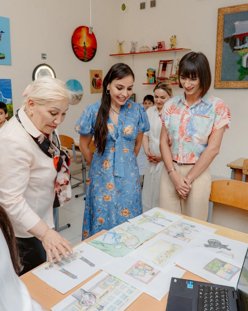 Leyla Aliyeva and Arzu Aliyeva visit Integrated Boarding School No. 11 (PHOTO)