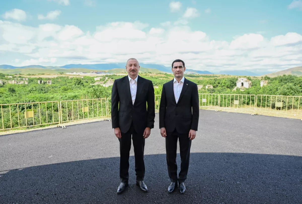 Azerbaijani, Turkmen presidents inspect reconstruction work in Fuzuli PHOTO