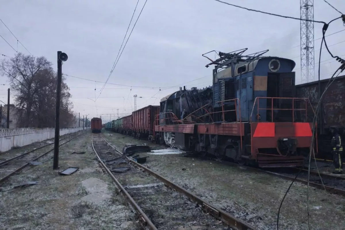 Drone strikes locomotive in Zaporizhzhia, crew unharmed PHOTO