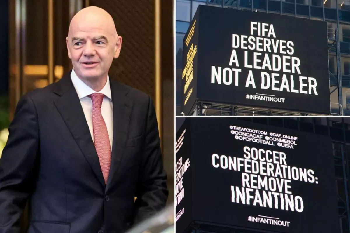 Fans demand FIFA president resign in Times Square billboard
