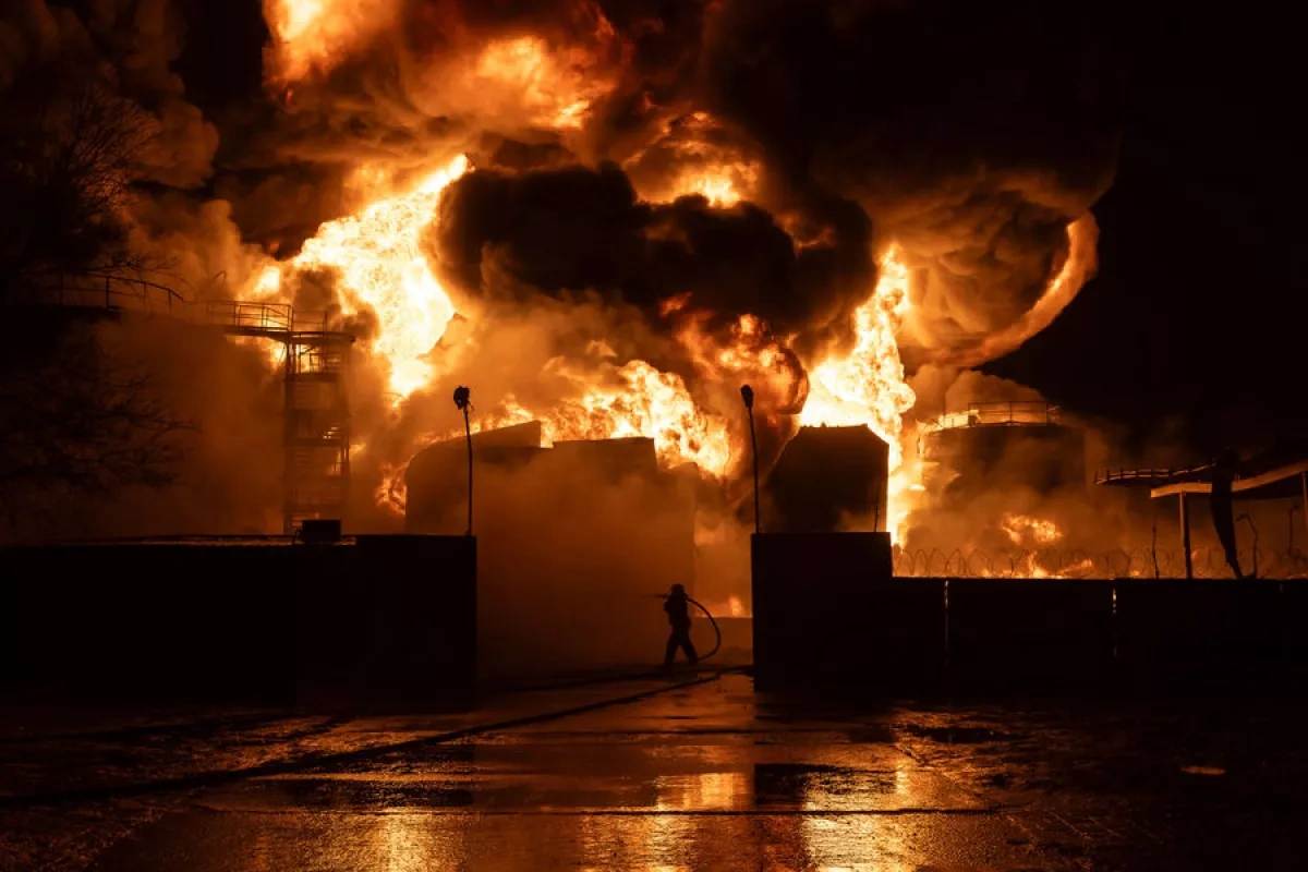 Drone strike in Ukraine's Poltava sparks major fire at gas facility VIDEO