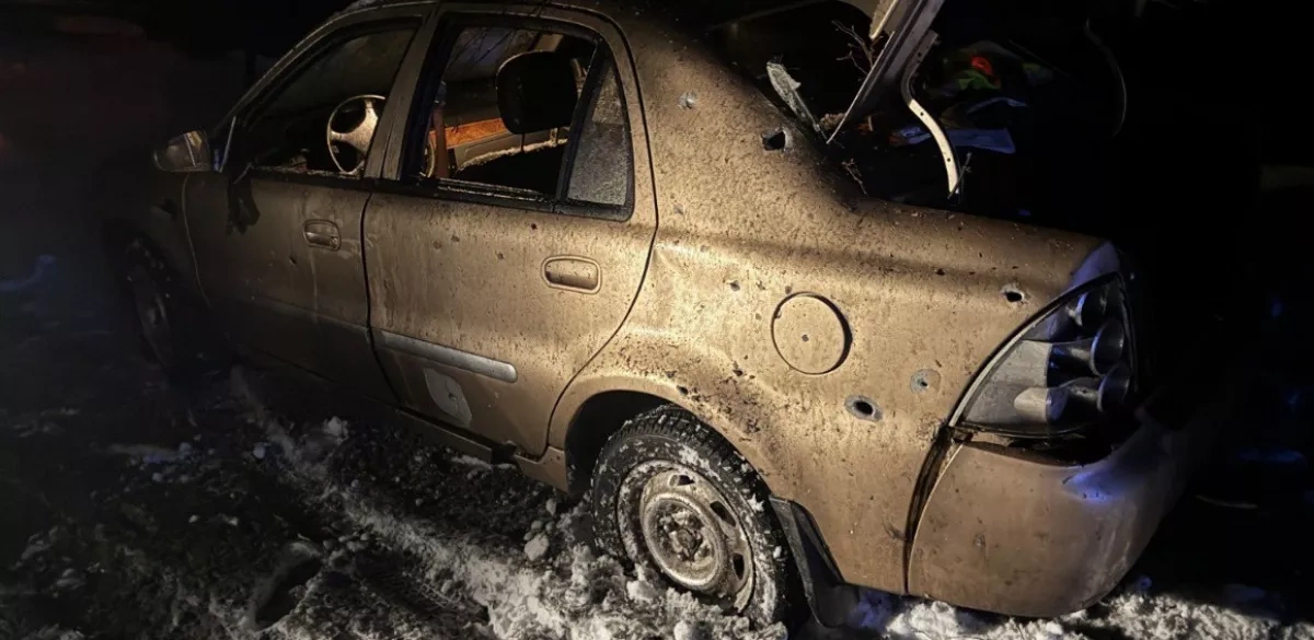 Russian UAV strike sets car ablaze in Sumy region settlement PHOTO / VIDEO