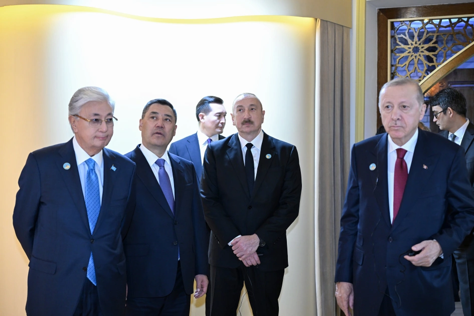 President Ilham Aliyev and other participants of OTS informal summit tour cultural sites in Turkistan (PHOTO)