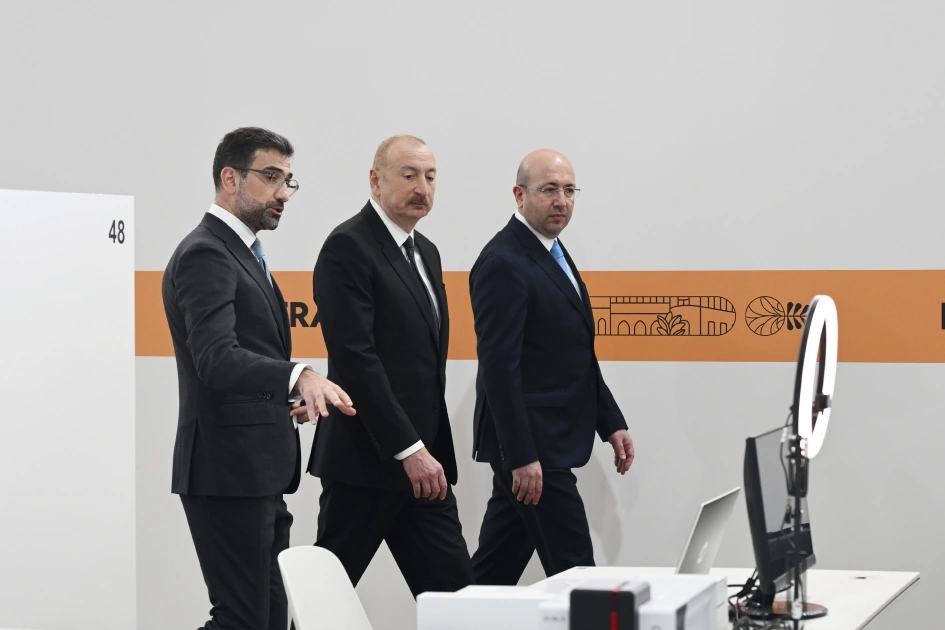 President Ilham Aliyev reviews work carried out in connection with WUF13 at Baku Olympic Stadium (PHOTO)