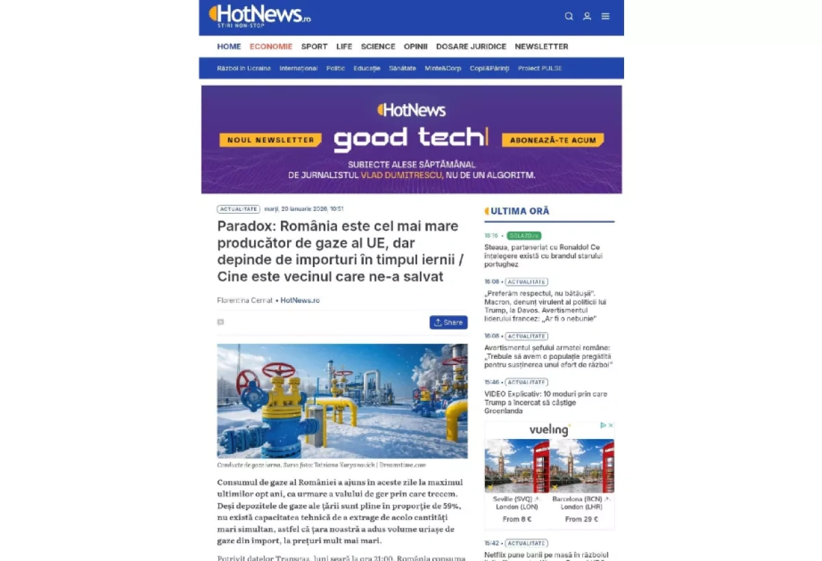 Media: Romania’s gas paradox highlights strategic role of Azerbaijani energy supplies