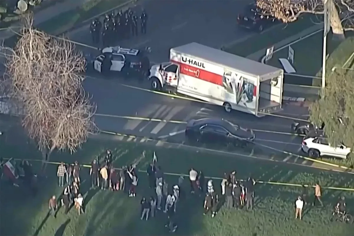 U-Haul truck drives into pro-Iran protesters in Los Angeles, US