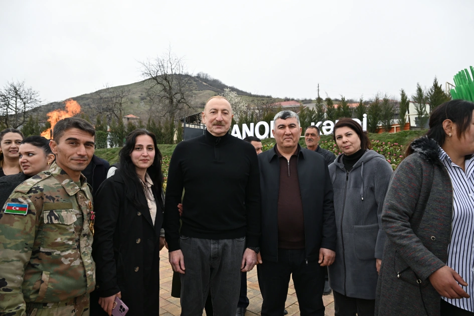 President Ilham Aliyev, First Lady Mehriban Aliyeva inspect restoration of individual houses and infrastructure in Khanoba village of Khojavend (PHOTO)