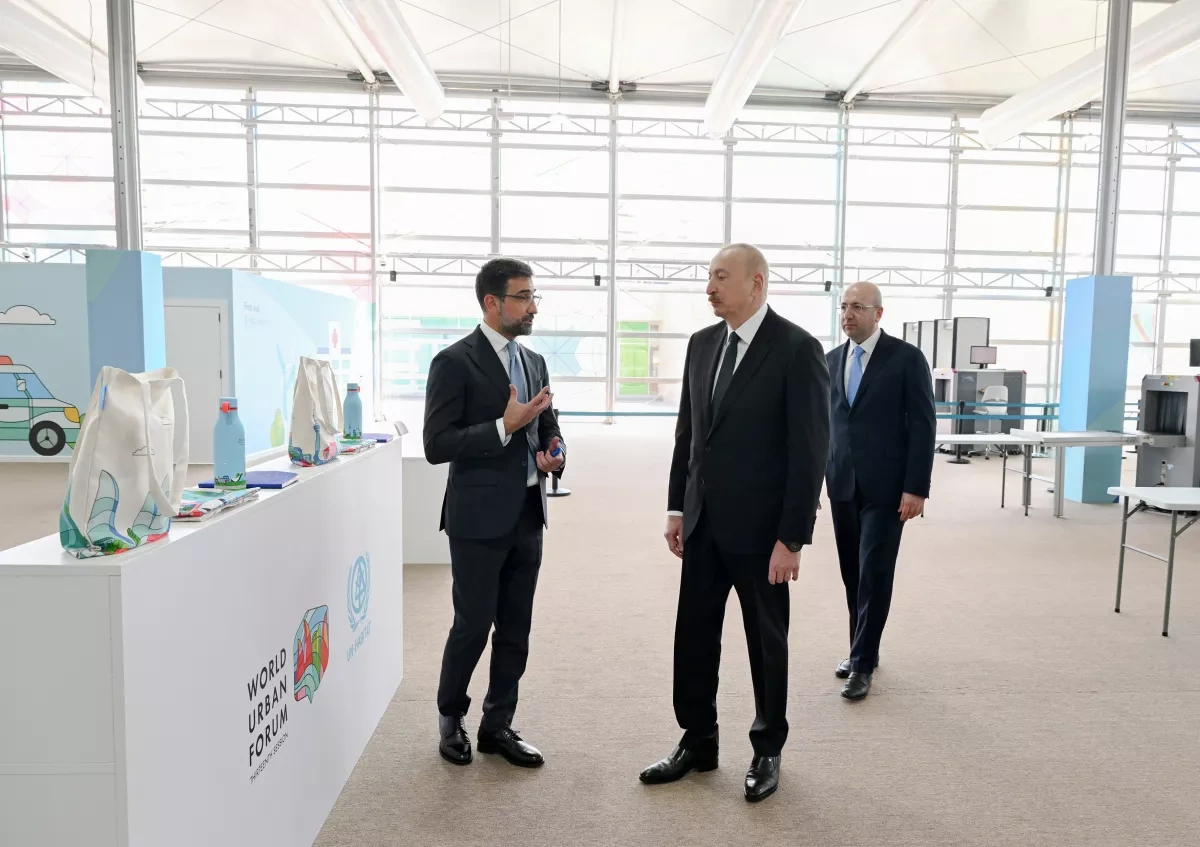 Azerbaijani president inspects Baku Olympic Stadium ahead of WUF13 PHOTO