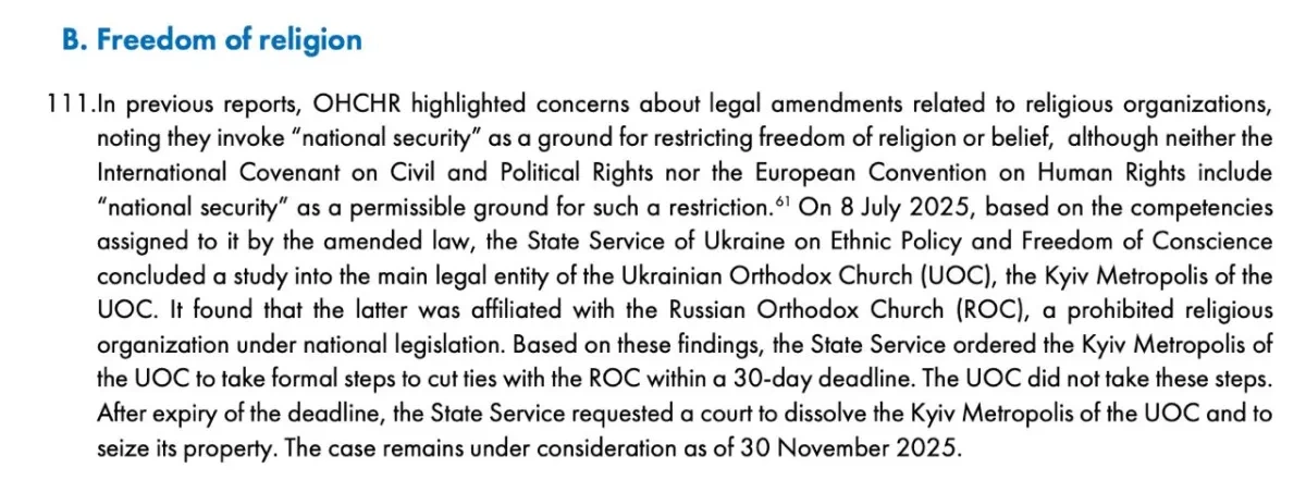 UN criticises Ukraine law allowing religious bans on church over historical ties to Russia Photo