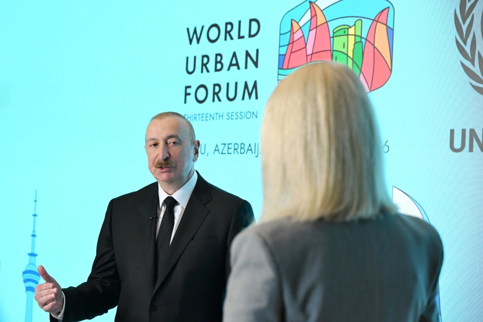 President Ilham Aliyev gives interview to Euronews TV (PHOTO)