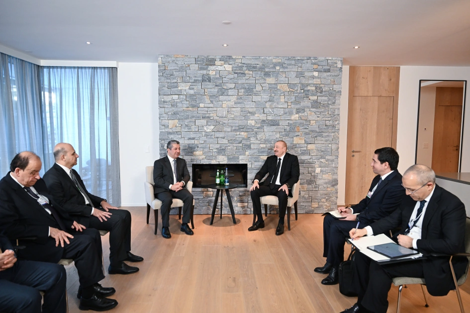 President Ilham Aliyev meets with Prime Minister of Iraqi Kurdistan in Davos (PHOTO)