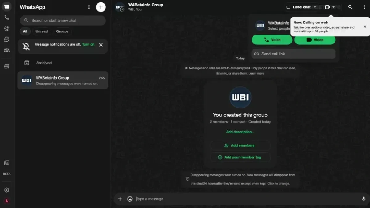WhatsApp introduces voice and video calls in group chats on the web version