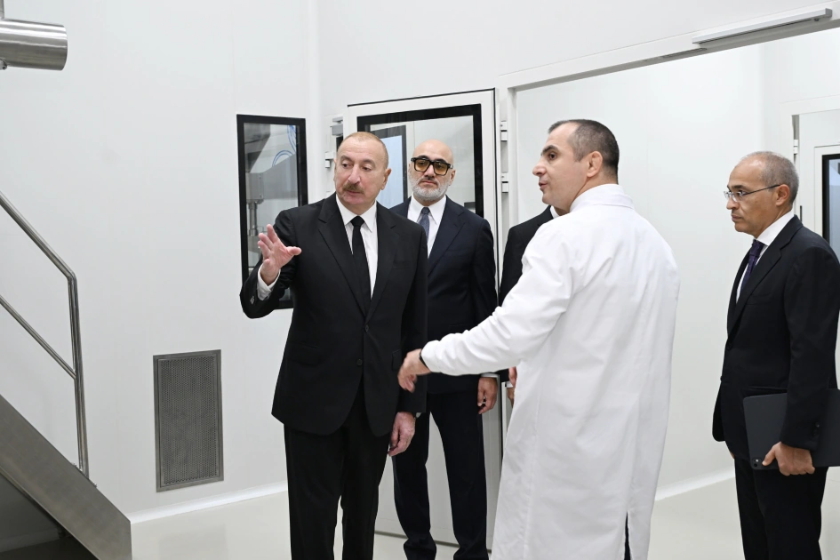 President Ilham Aliyev attends opening of a pharmaceutical manufacturing plant at Pirallahi Industrial Park (PHOTO)