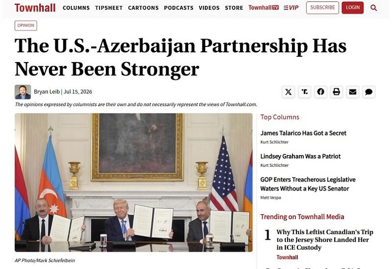 Azerbaijan emerges as pillar of US strategy in region - Townhall analysis
