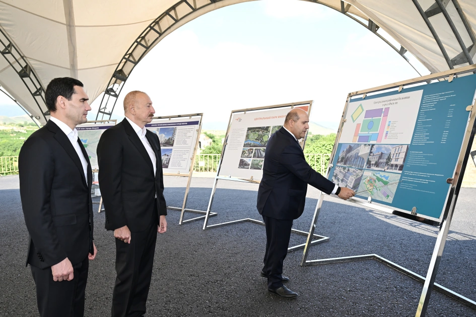 President Ilham Aliyev and President of Turkmenistan view destroyed areas of Fuzuli city (PHOTO)