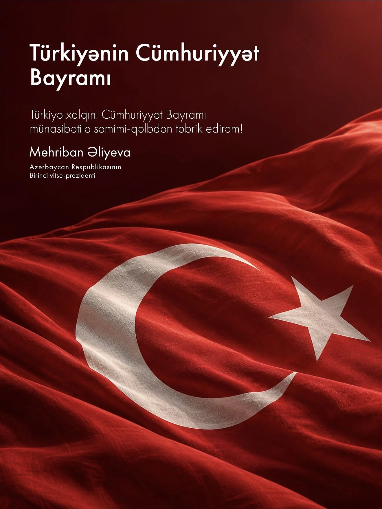 First VP Mehriban Aliyeva shares post on occasion of October 29 – Republic Day of Türkiye (PHOTO)