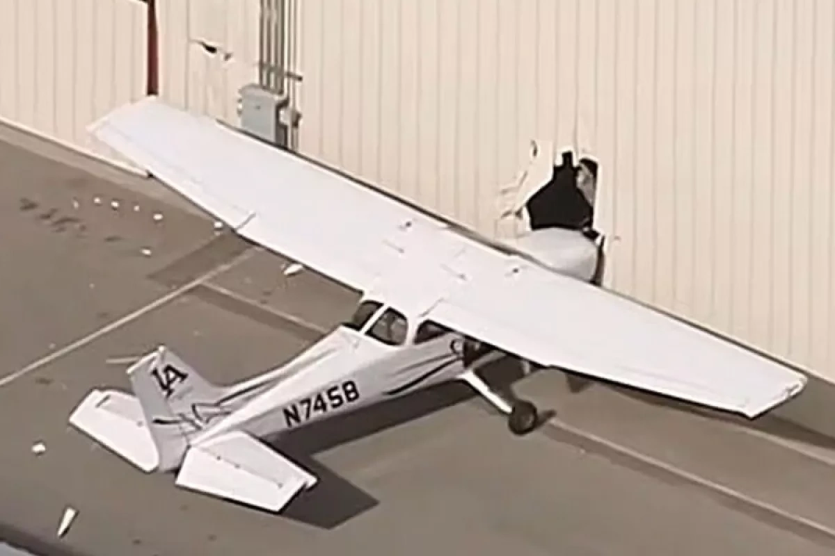 Stolen flight school plane crashes into Los Angeles airport building
