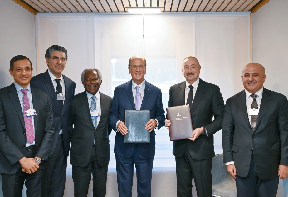 President Ilham Aliyev meets with CEO of BlackRock and founder, chairman and CEO of Global Infrastructure Partners in Davos (PHOTO)