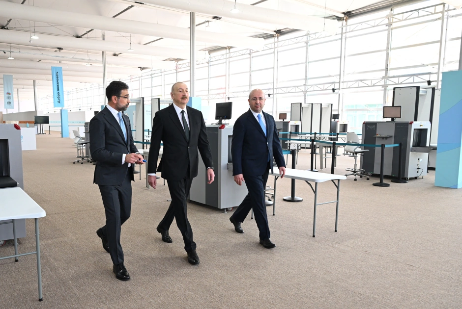 President Ilham Aliyev reviews work carried out in connection with WUF13 at Baku Olympic Stadium (PHOTO)