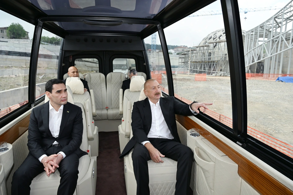 President Ilham Aliyev and President Serdar Berdimuhamedov review progress of construction work at Shusha Mosque (PHOTO)
