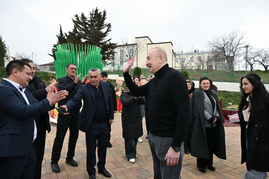 President Ilham Aliyev, First Lady Mehriban Aliyeva inspect restoration of individual houses and infrastructure in Khanoba village of Khojavend (PHOTO)