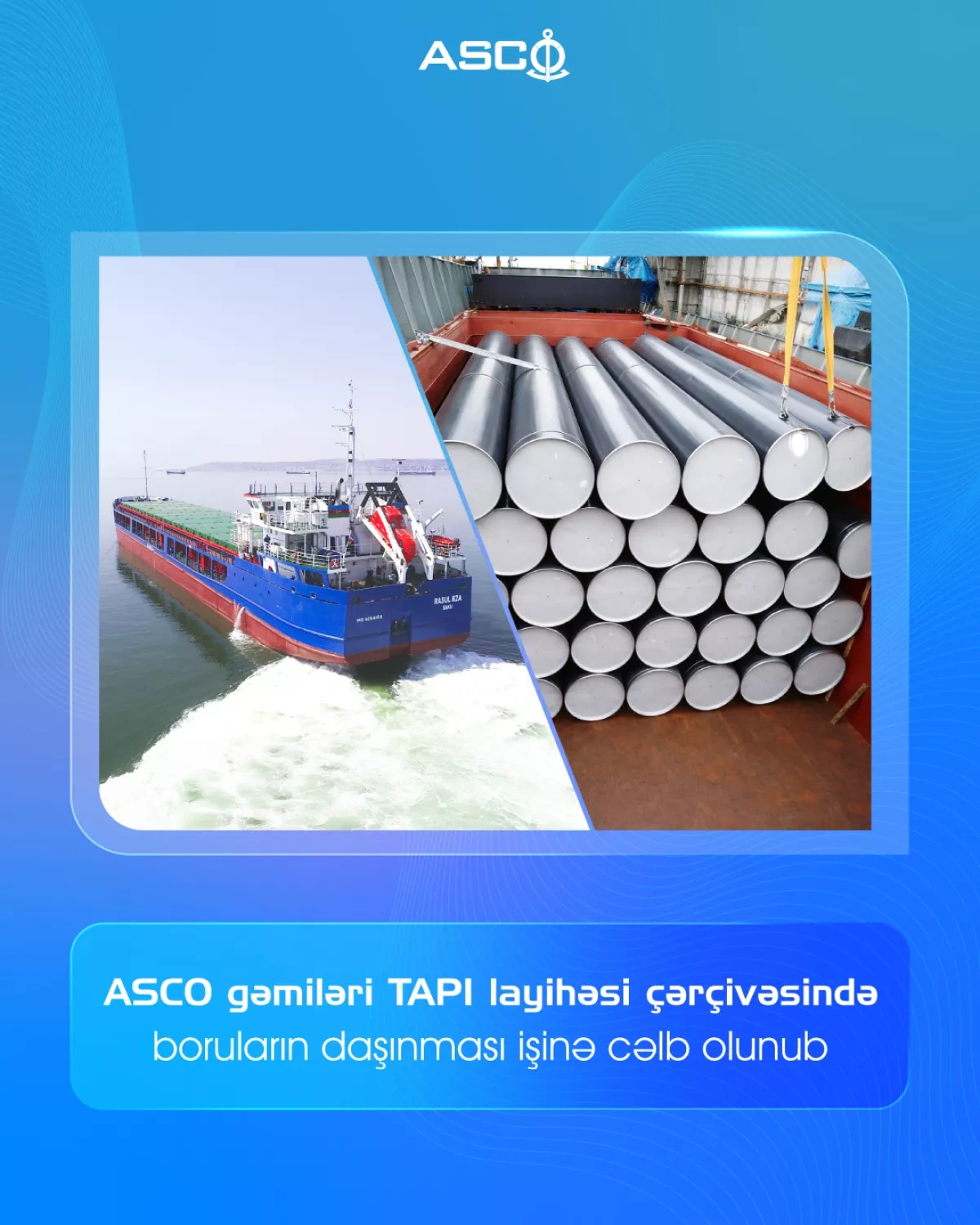Azerbaijani vessels shipping pipes for TAPI gas pipeline PHOTO