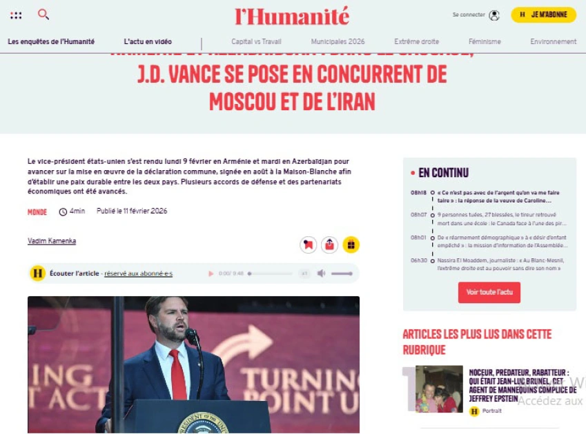 French media outlets highlight U.S. Vice President’s visit to Baku (PHOTO)