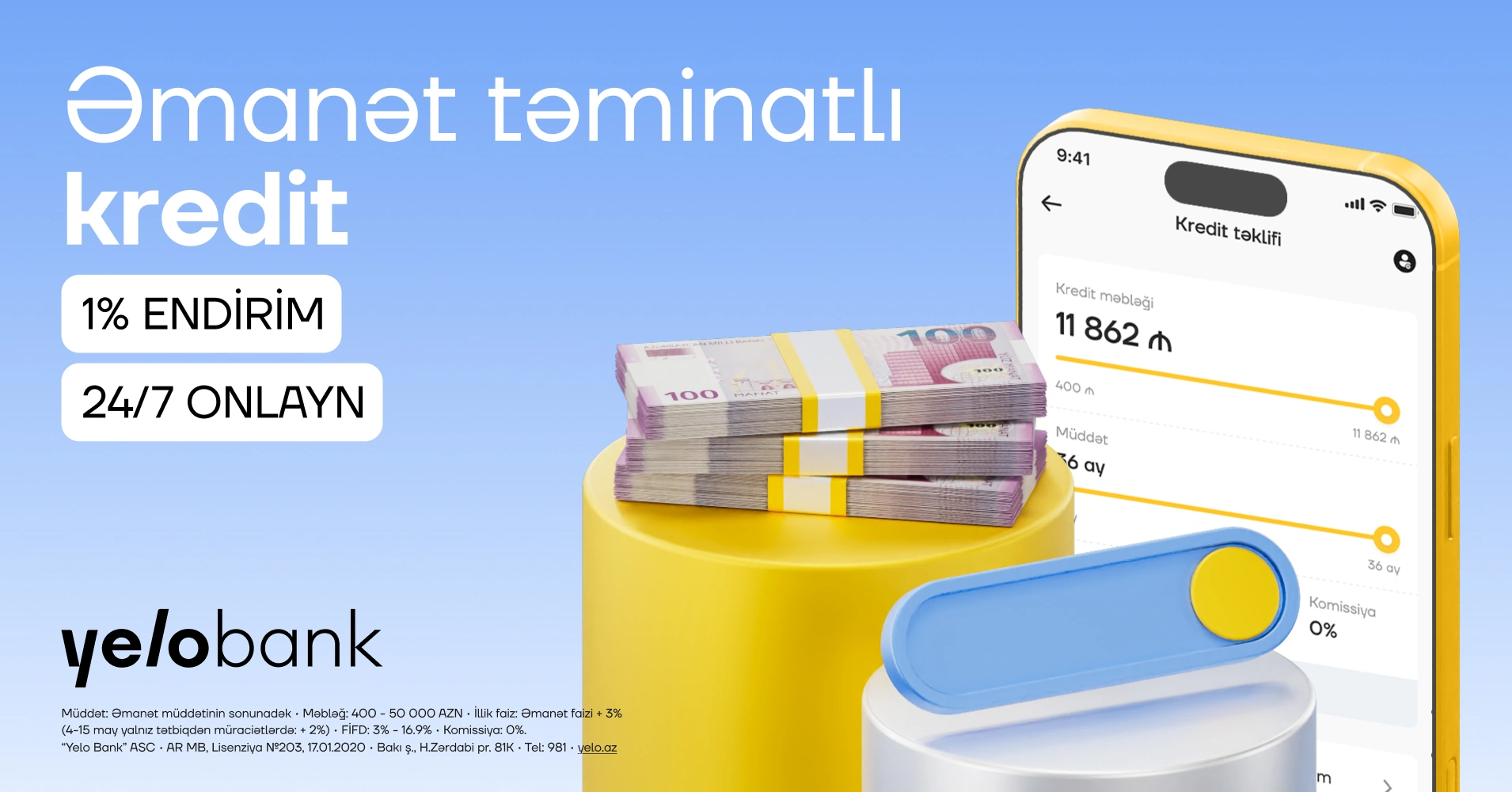 Get a deposit-backed loan via Yelo App!