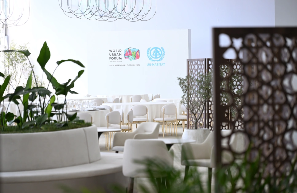 President Ilham Aliyev reviews work carried out in connection with WUF13 at Baku Olympic Stadium (PHOTO)