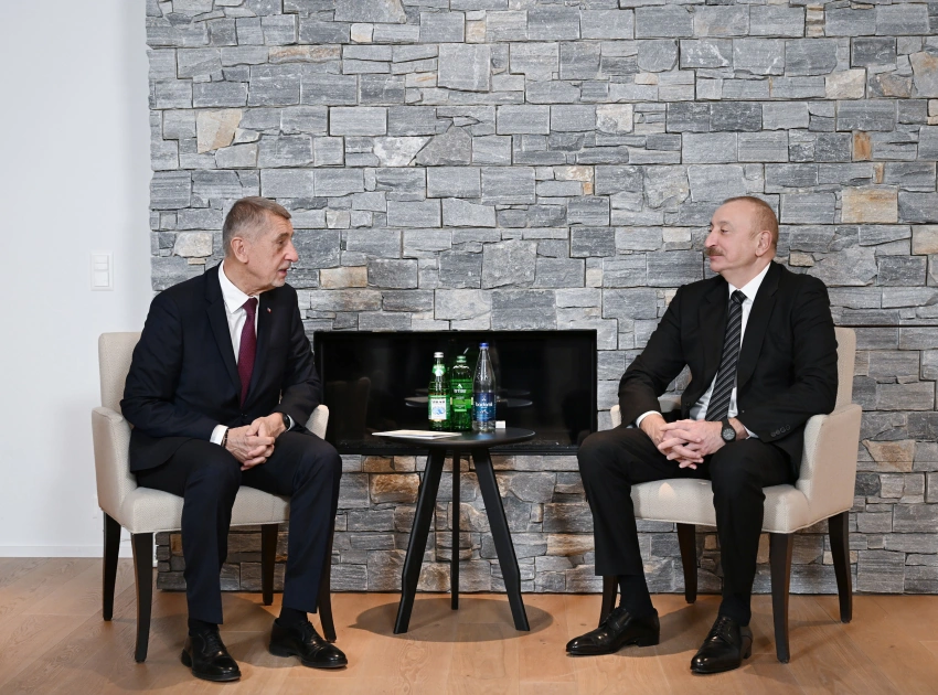 President Ilham Aliyev meets with Czech Prime Minister in Davos (PHOTO)