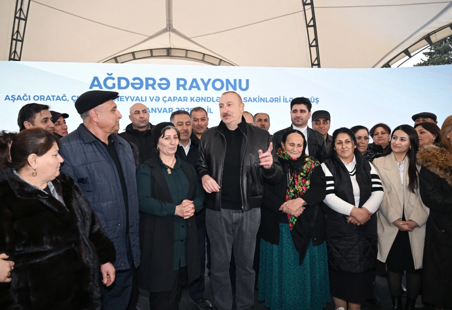 President Ilham Aliyev meets with residents of villages Asaghi Oratagh, Chilidran, Heyvali, and Chapar in Aghdara district (PHOTO)