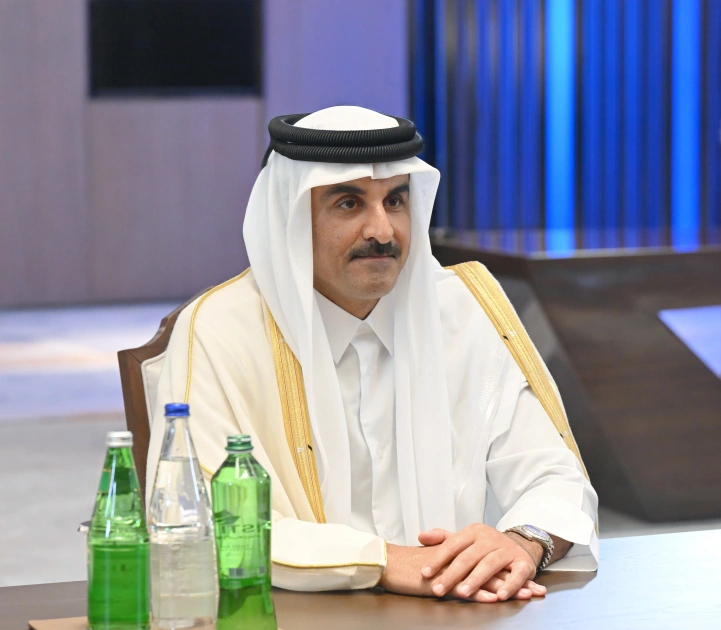 President Ilham Aliyev meets with Amir of State of Qatar (PHOTO)