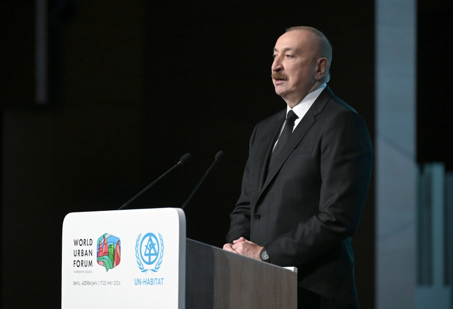 President Ilham Aliyev cites examples of modern urban planning processes in Baku at the opening ceremony of WUF13