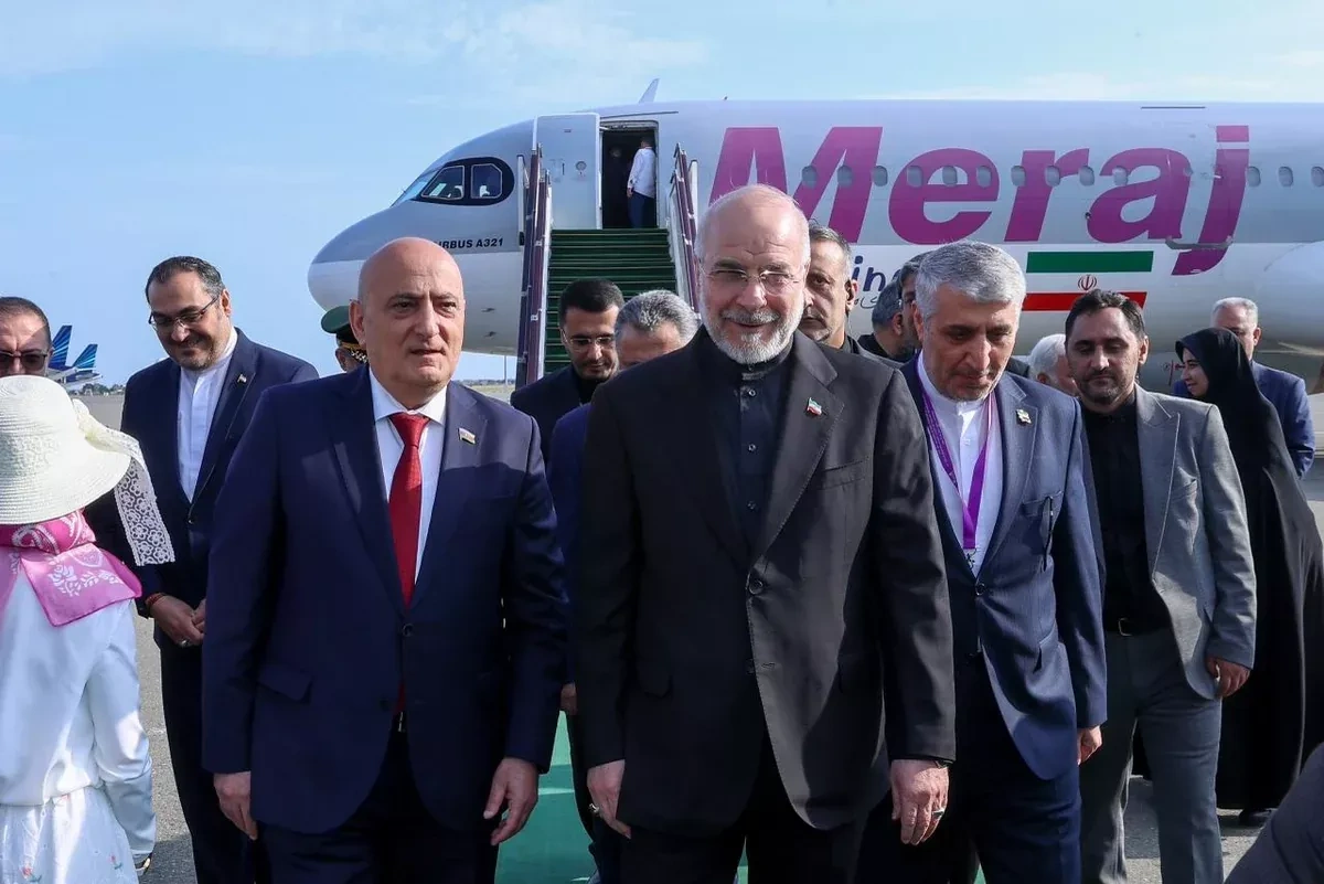 Iranian parliament speaker touches down in Azerbaijan