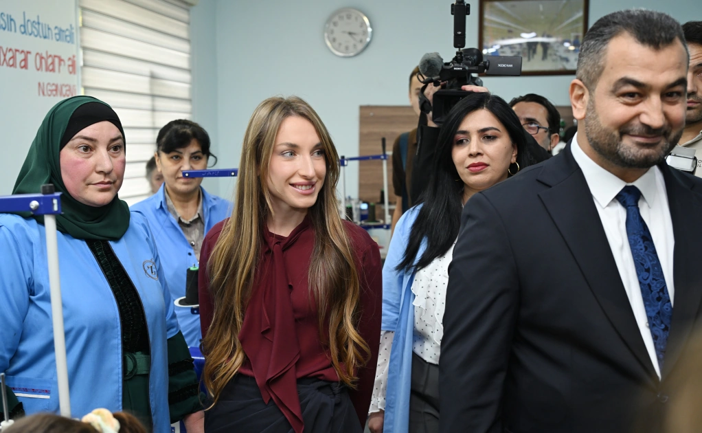 Leyla Aliyeva and Alena Aliyeva familiarize themselves with activities of social sewing facility in Shamakhi (PHOTO)
