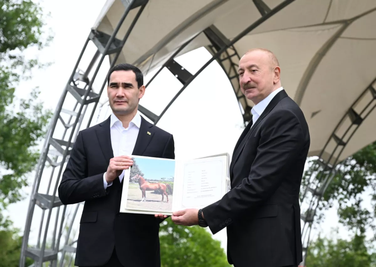 Azerbaijani president gifts Garabagh horse to Turkmen counterpart during Shusha visit PHOTO