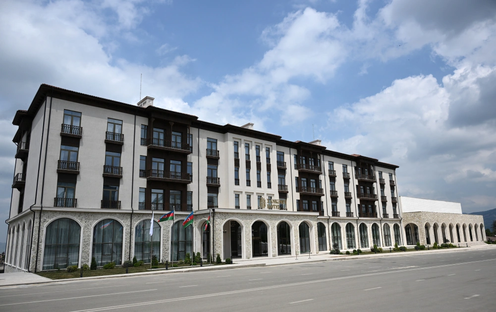 President Ilham Aliyev attends opening of Khankendi Hotel (PHOTO)