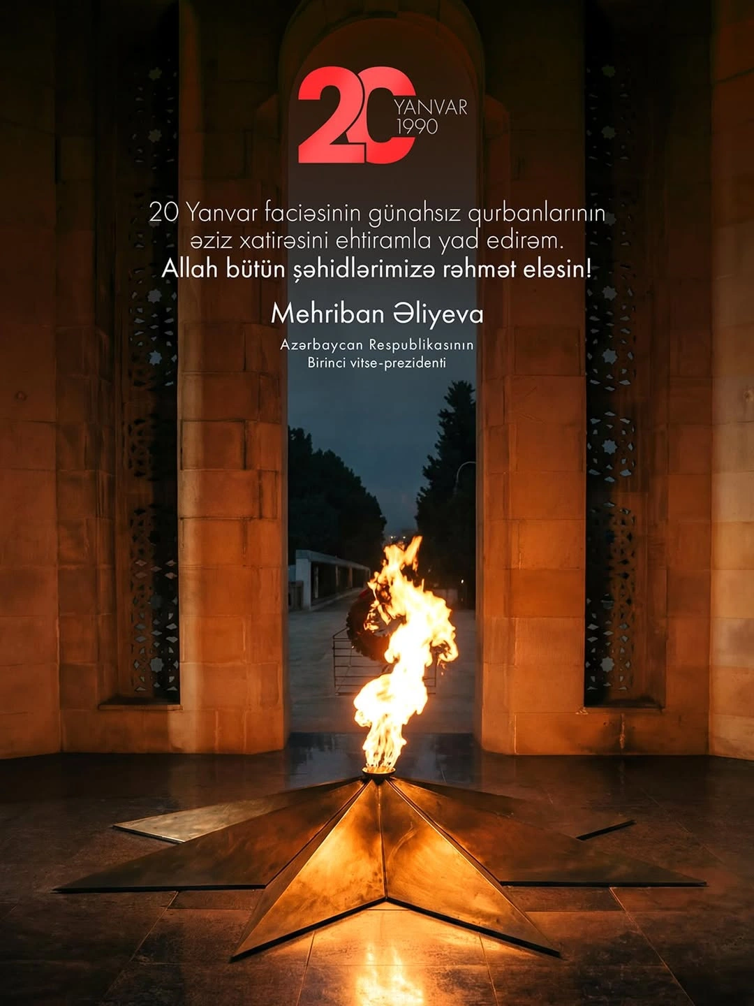 First VP Mehriban Aliyeva makes post on anniversary of 20 January tragedy (PHOTO)