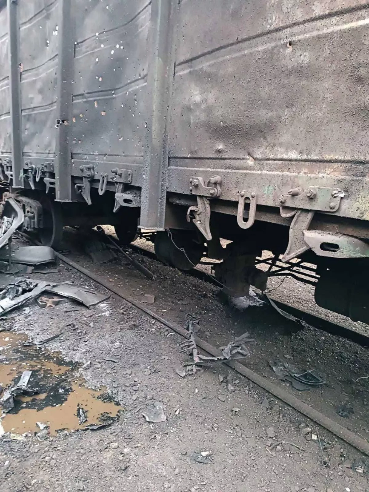 Drone strikes locomotive in Zaporizhzhia, crew unharmed PHOTO