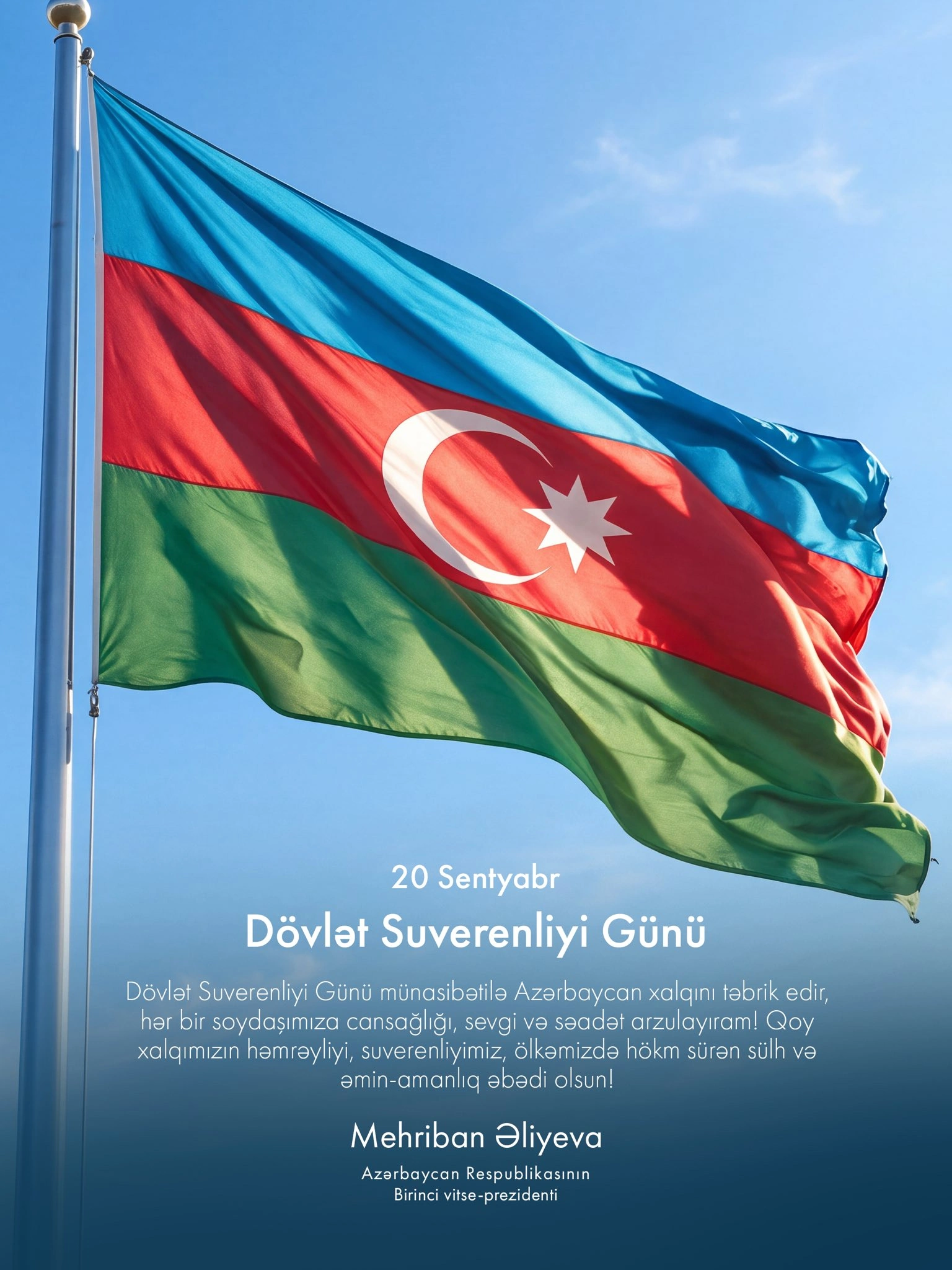 First VP Mehriban Aliyeva makes post on September 20 - Day of State Sovereignty of Azerbaijan (PHOTO)
