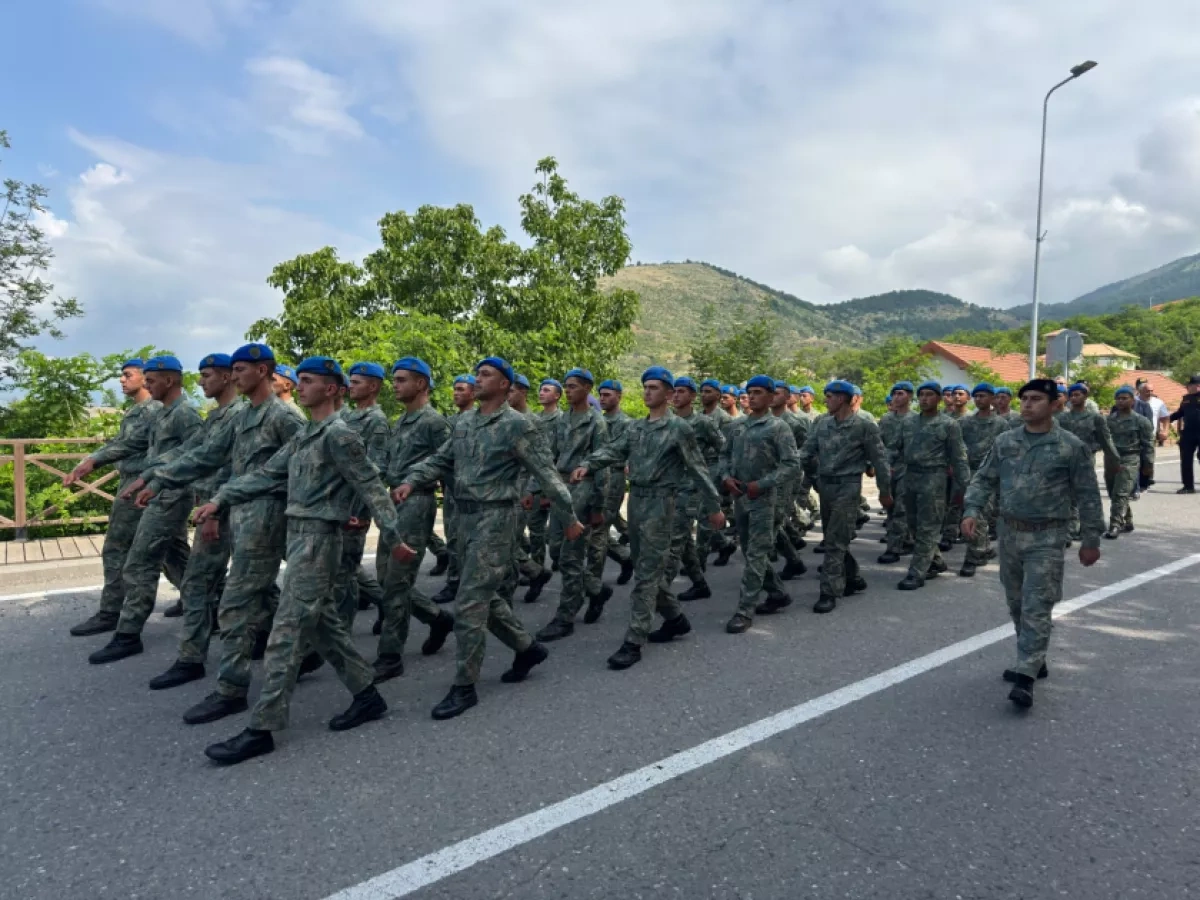 Azerbaijani troops march through Lachin for Armed Forces Day celebrations PHOTO