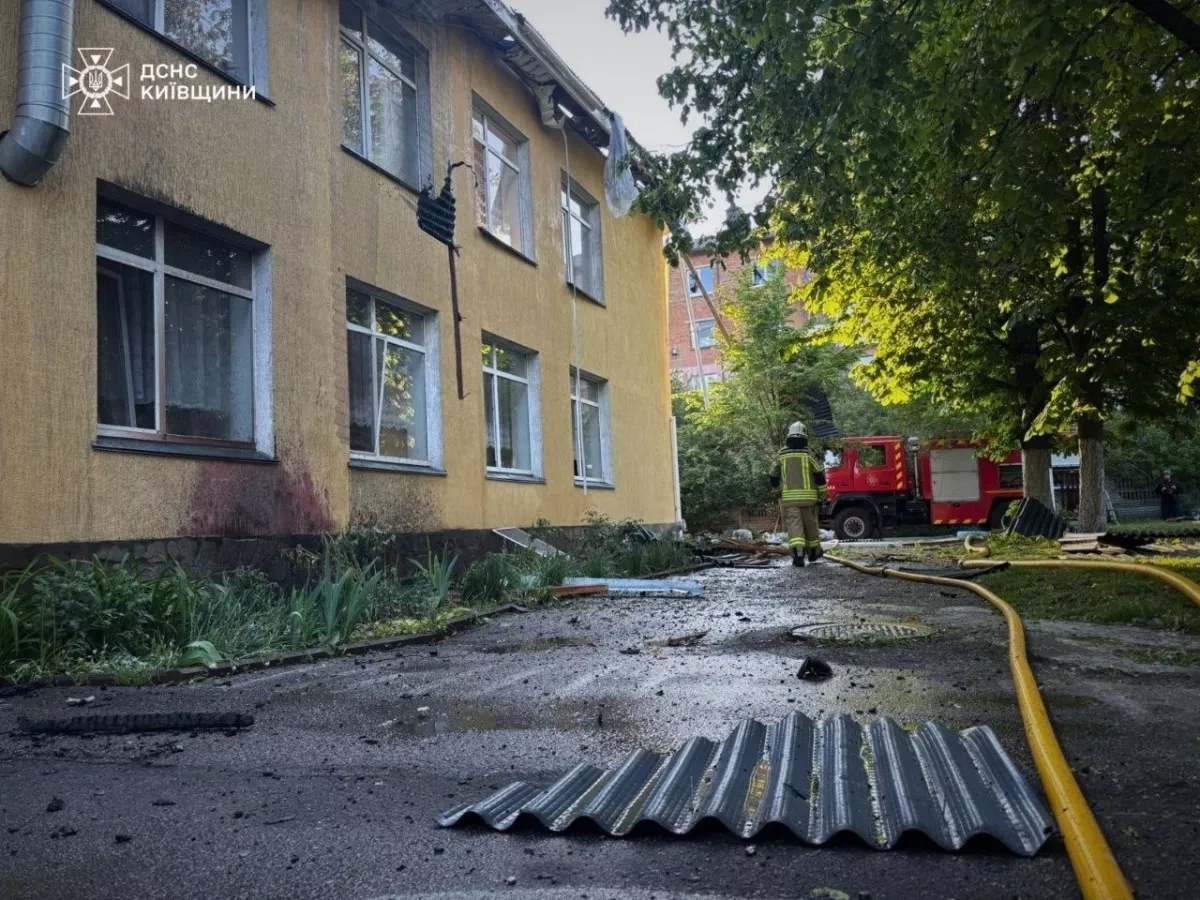 Drone strike damages kindergarten and homes in Kyiv region PHOTO