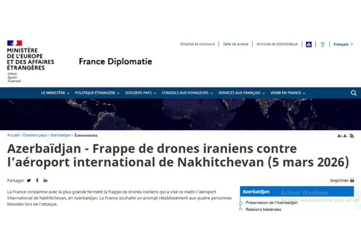 French government condemns Iranian drone attack on Nakhchivan